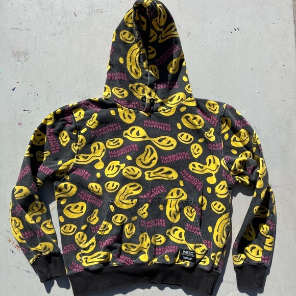 Men's Wesc Paradise Hoodie Multicolor Happy Face Logo S Pocket Streetwear Art - Picture 2 of 14
